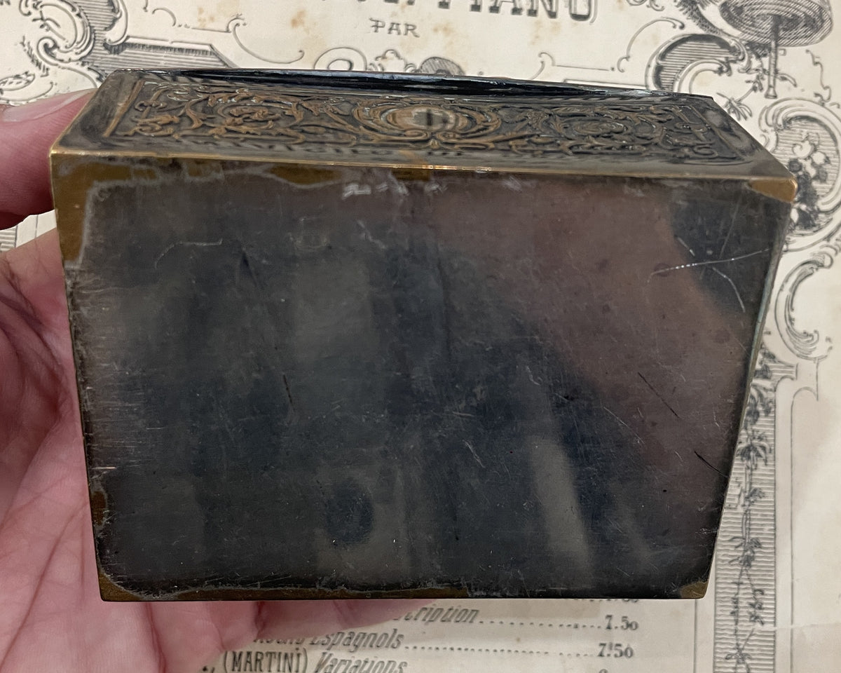 Rare Antique French Bronze Jewelry Box Signed Wicker c1920