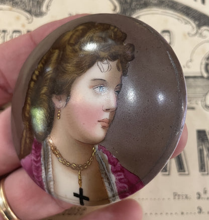 Rare Antique French Hand Painted Porcelain Woman c1920