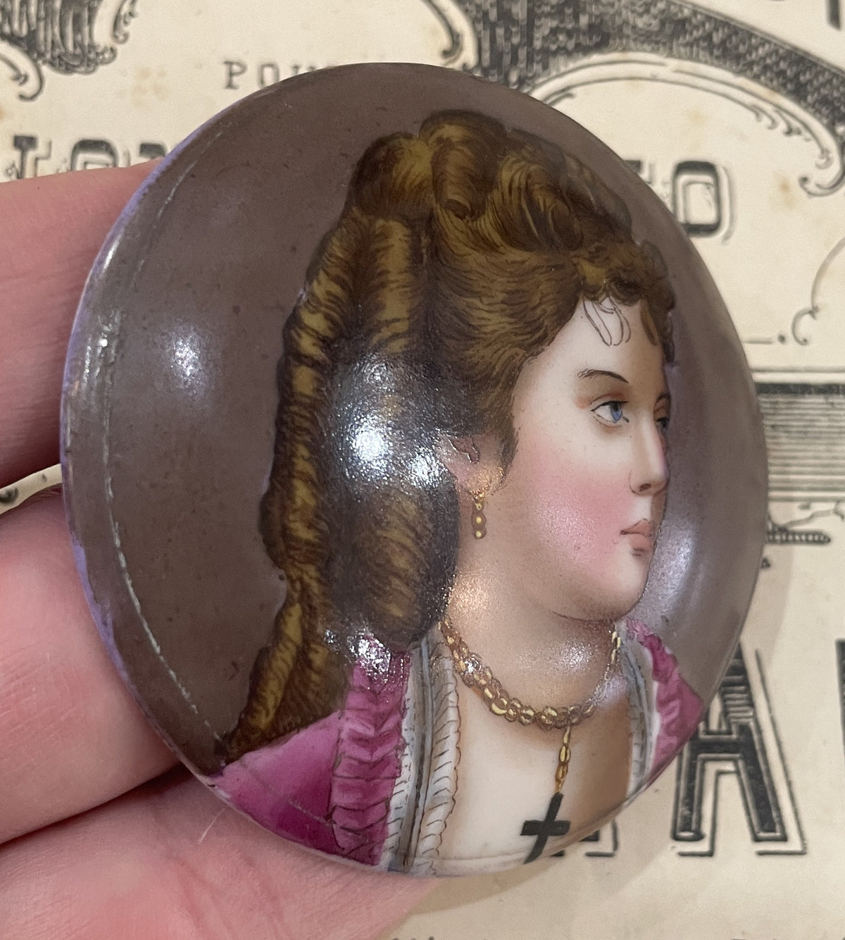 Rare Antique French Hand Painted Porcelain Woman c1920