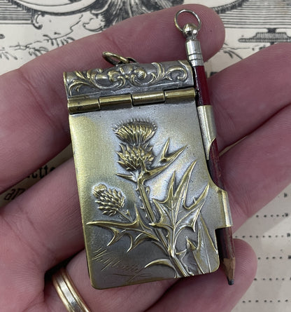 Antique French Art Nouveau Dance Card Thistle c1900