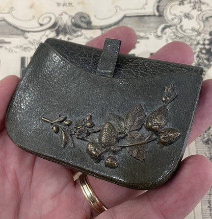 Rare Antique French Wallet Coin Holder Strawberries c1920