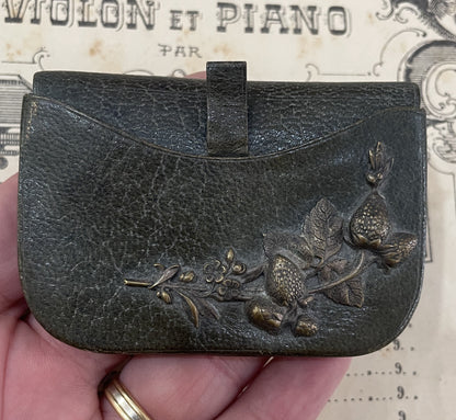 Rare Antique French Wallet Coin Holder Strawberries c1920