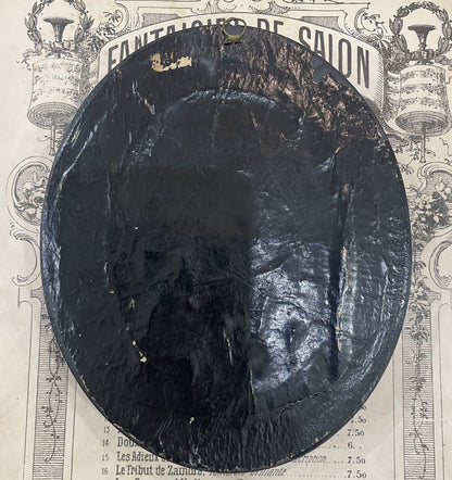 Rare Large Antique French Mourning Hair Art Domed Glass Wooden Frame Heart c1880