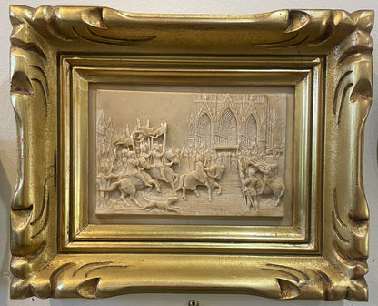 RARE Large Antique French Petrifying Well Joan of Arc Reims Plaque Framed c1900