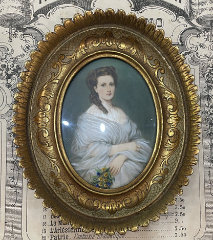 Antique French Hand Painted Miniature Duchess of Mouchy c1900