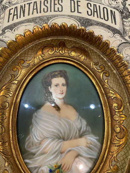 Antique French Hand Painted Miniature Duchess of Mouchy c1900