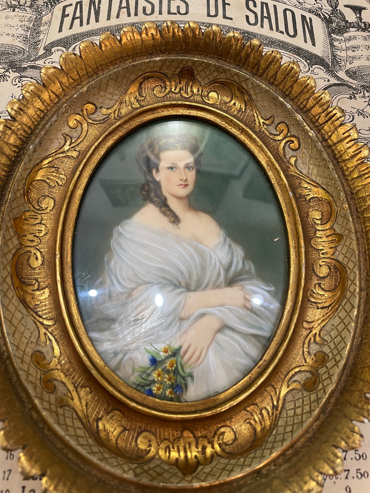Antique French Hand Painted Miniature Duchess of Mouchy c1900