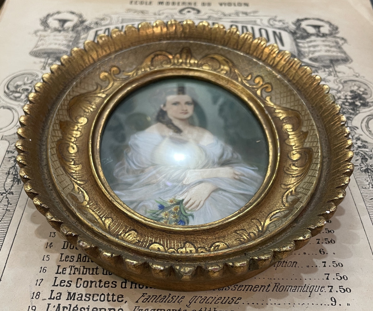Antique French Hand Painted Miniature Duchess of Mouchy c1900