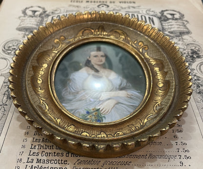 Antique French Hand Painted Miniature Duchess of Mouchy c1900