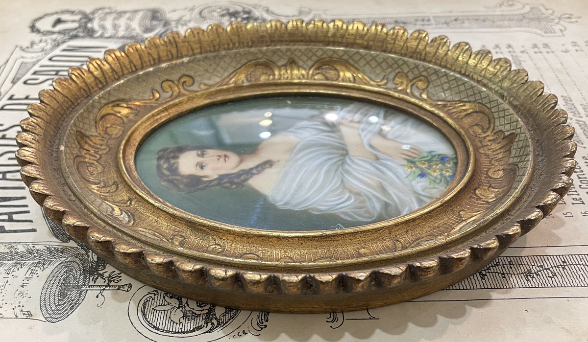 Antique French Hand Painted Miniature Duchess of Mouchy c1900