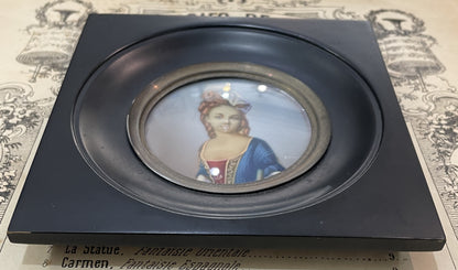 Antique French Hand Painted Miniature Woman c1900