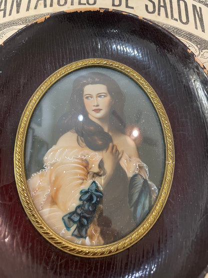 Antique French Hand Painted Miniature Woman  c1900
