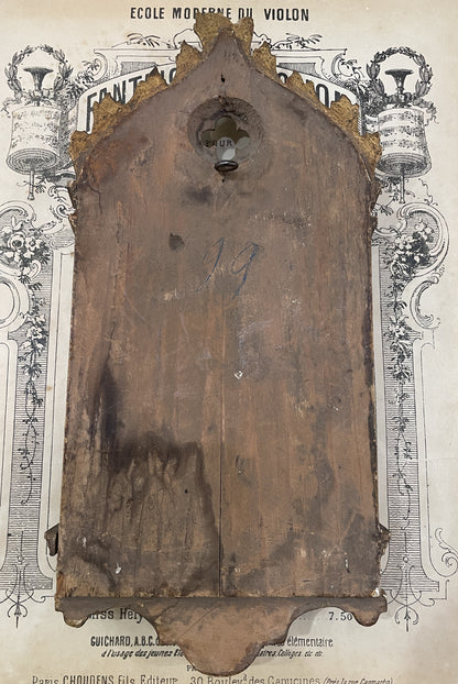 Rare Antique Italian Mary Jesus Angels Icon Wooden Wall Plaque c1880