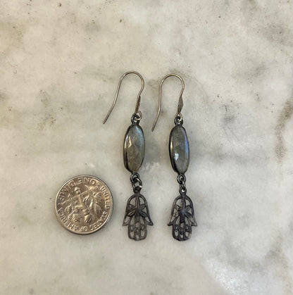Labradorite and Hamsa earrings