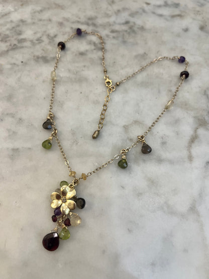 Lucky Diamond Shamrock Necklace with gemstones