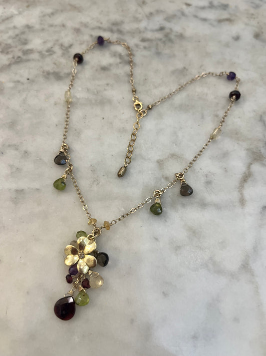 Lucky Diamond Shamrock Necklace with gemstones