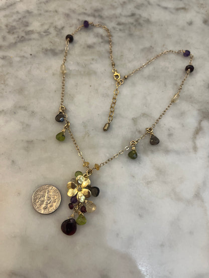 Lucky Diamond Shamrock Necklace with gemstones