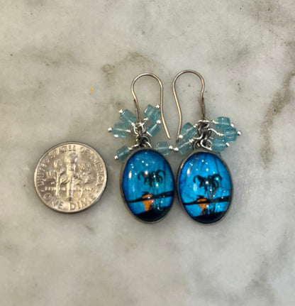 Antique Butterfly Wing Palm Tree Earrings