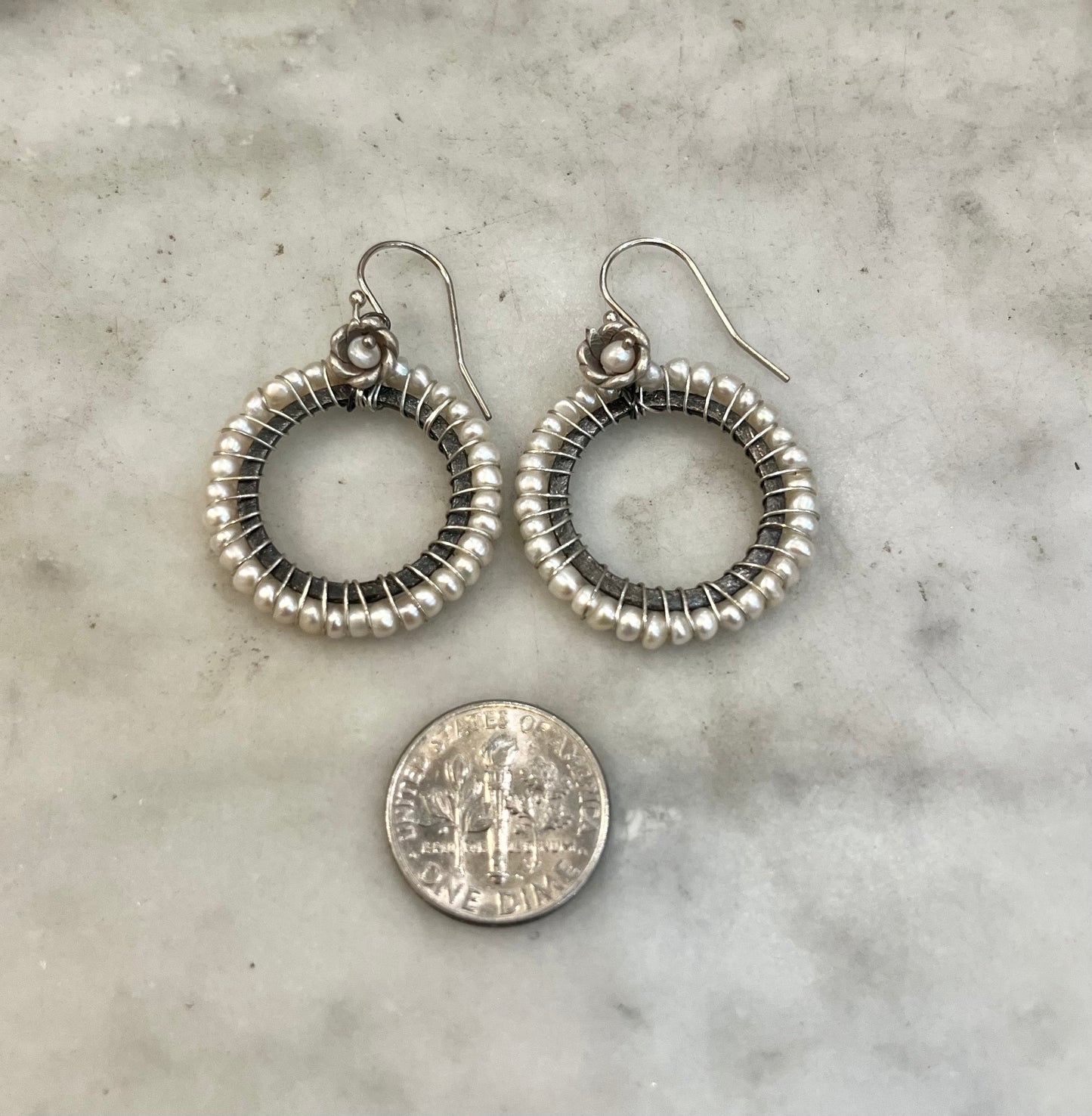 Freshwater pearl hoop earrings
