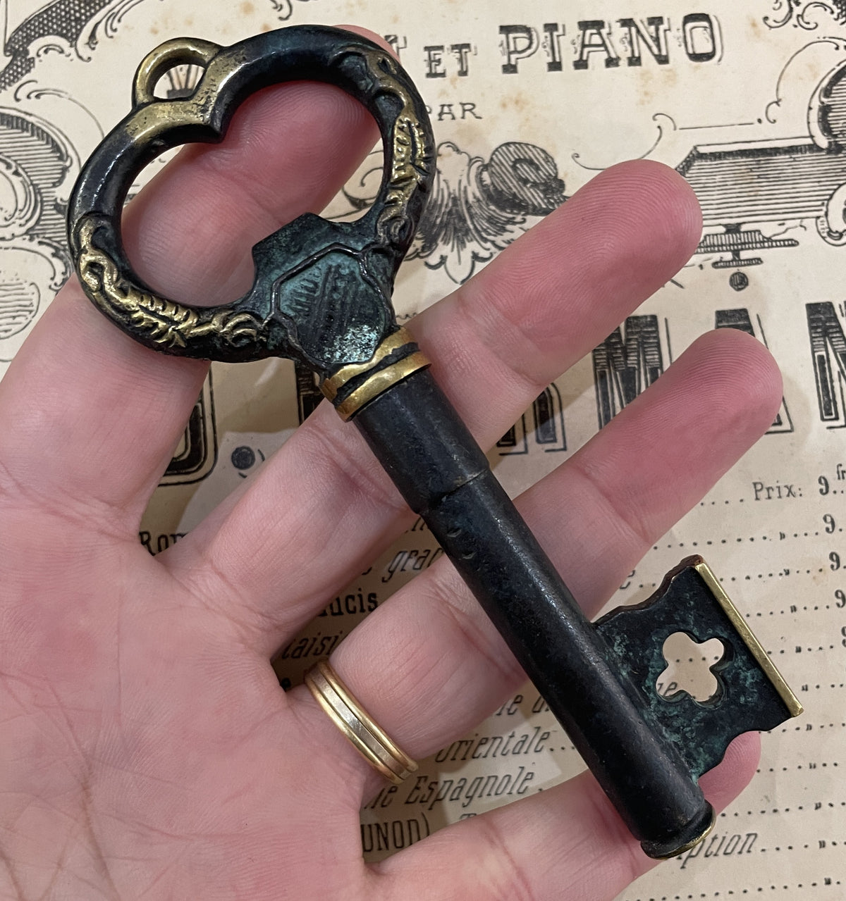 Vintage French Bronze Key Wine Bottle Opener