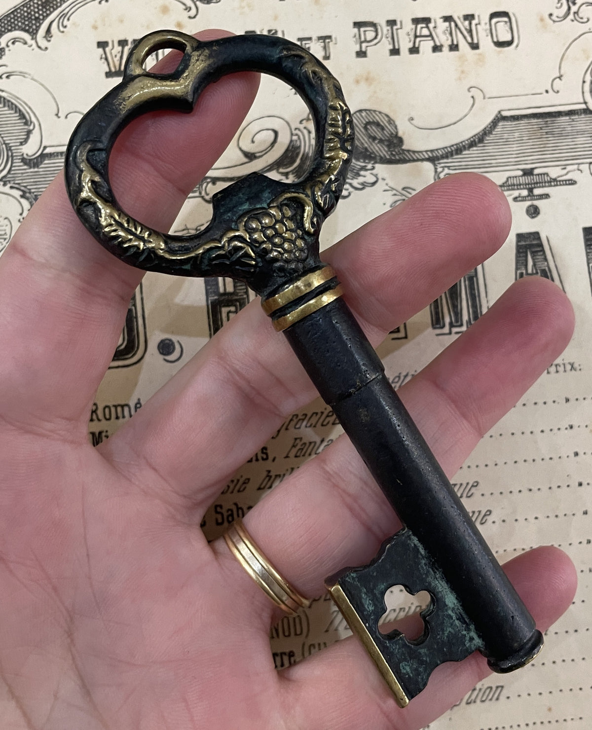 Vintage French Bronze Key Wine Bottle Opener