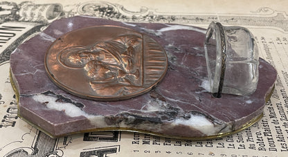 Antique French Jesus & St John Bread Signed Holy Water Font c1920