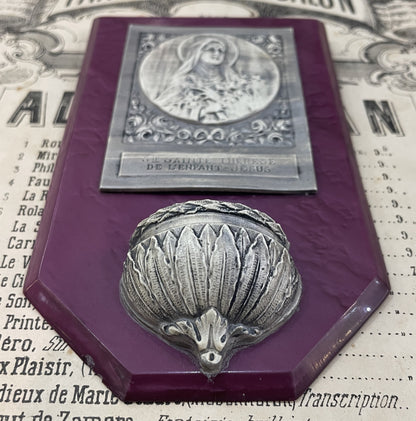 Antique French St Therese of Lisieux Bakelite Holy Water Font c1940