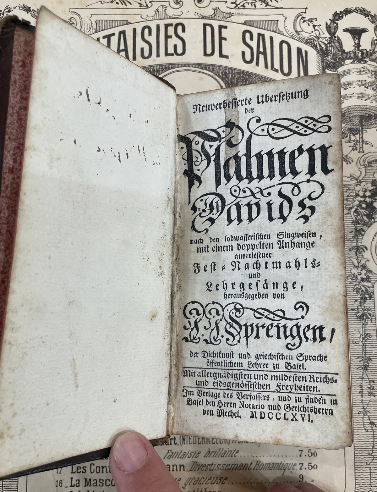 Rare Antique German Prayer Book Music Angel c1766