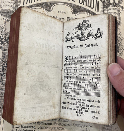 Rare Antique German Prayer Book Music Angel c1766