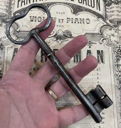 Large Antique French Cast Iron Skeleton Key Church Castle Gate 1800's