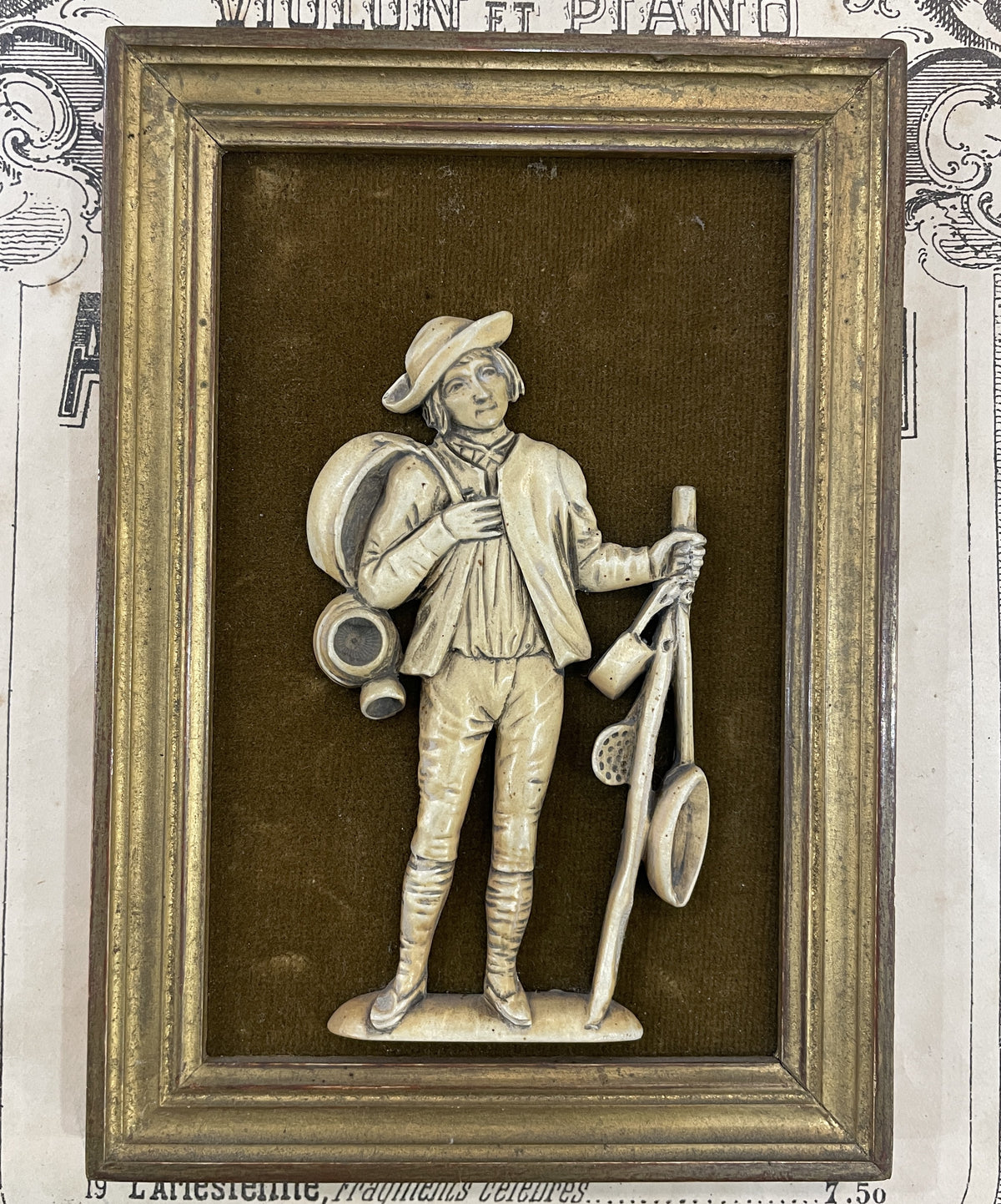 Rare Small Antique French Icoryl Faux Ivoire Merchant Signed Francois Noe Frame c1940