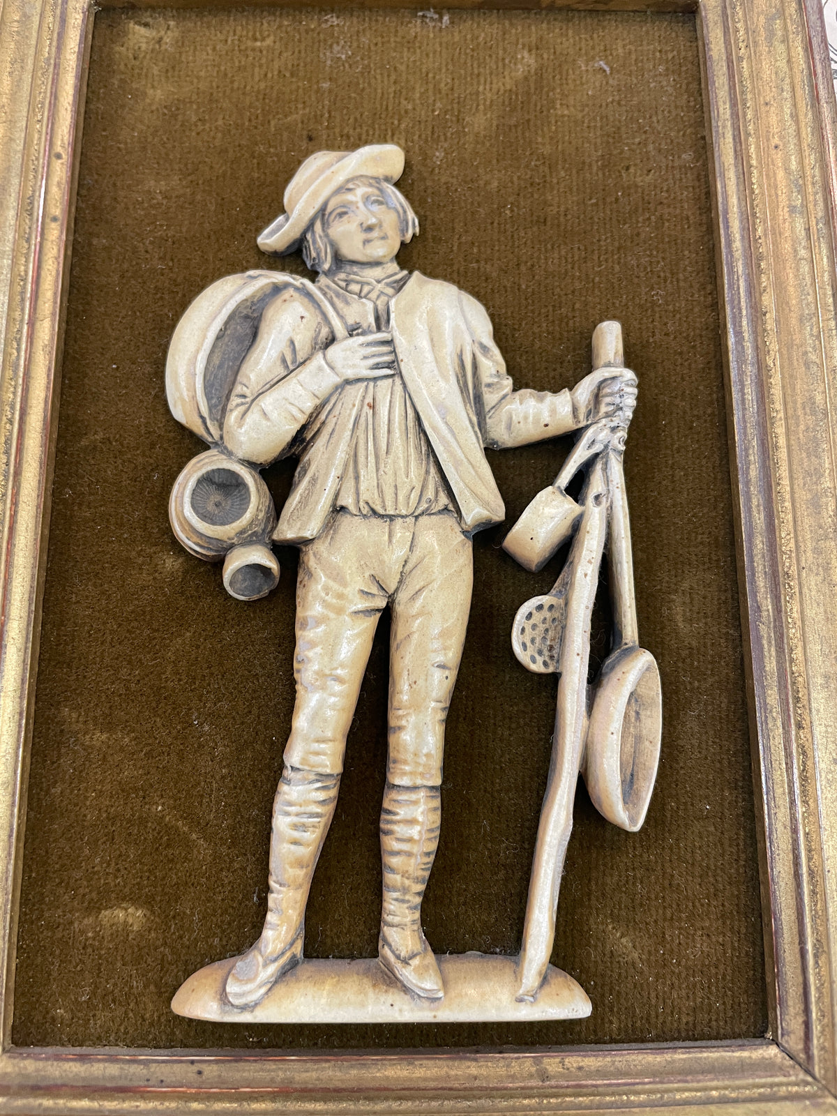 Rare Small Antique French Icoryl Faux Ivoire Merchant Signed Francois Noe Frame c1940