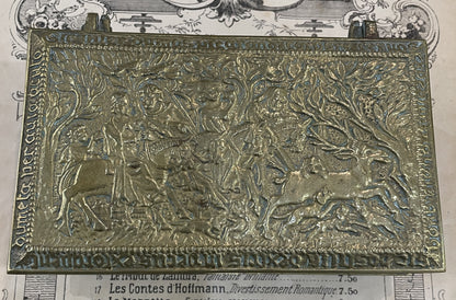 Rare Antique French Max LeVerrier Bronze Box Hunting Scene Fleur de Lys c1930