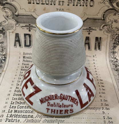 Antique French Advertising Match Striker Holder La Fraise Du Forez Ceramic Porcelain c1920