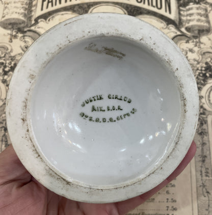 Antique French Advertising Match Striker Holder La Fraise Du Forez Ceramic Porcelain c1920