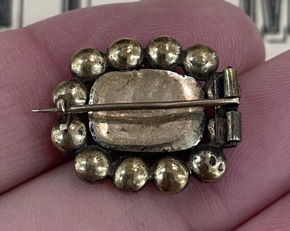 Antique English Mourning Hair 14k Solid Gold Garnets Brooch c1880