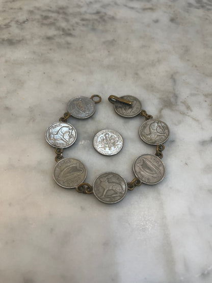 Vintage Irish Lire Hare Coin Bracelet 1942