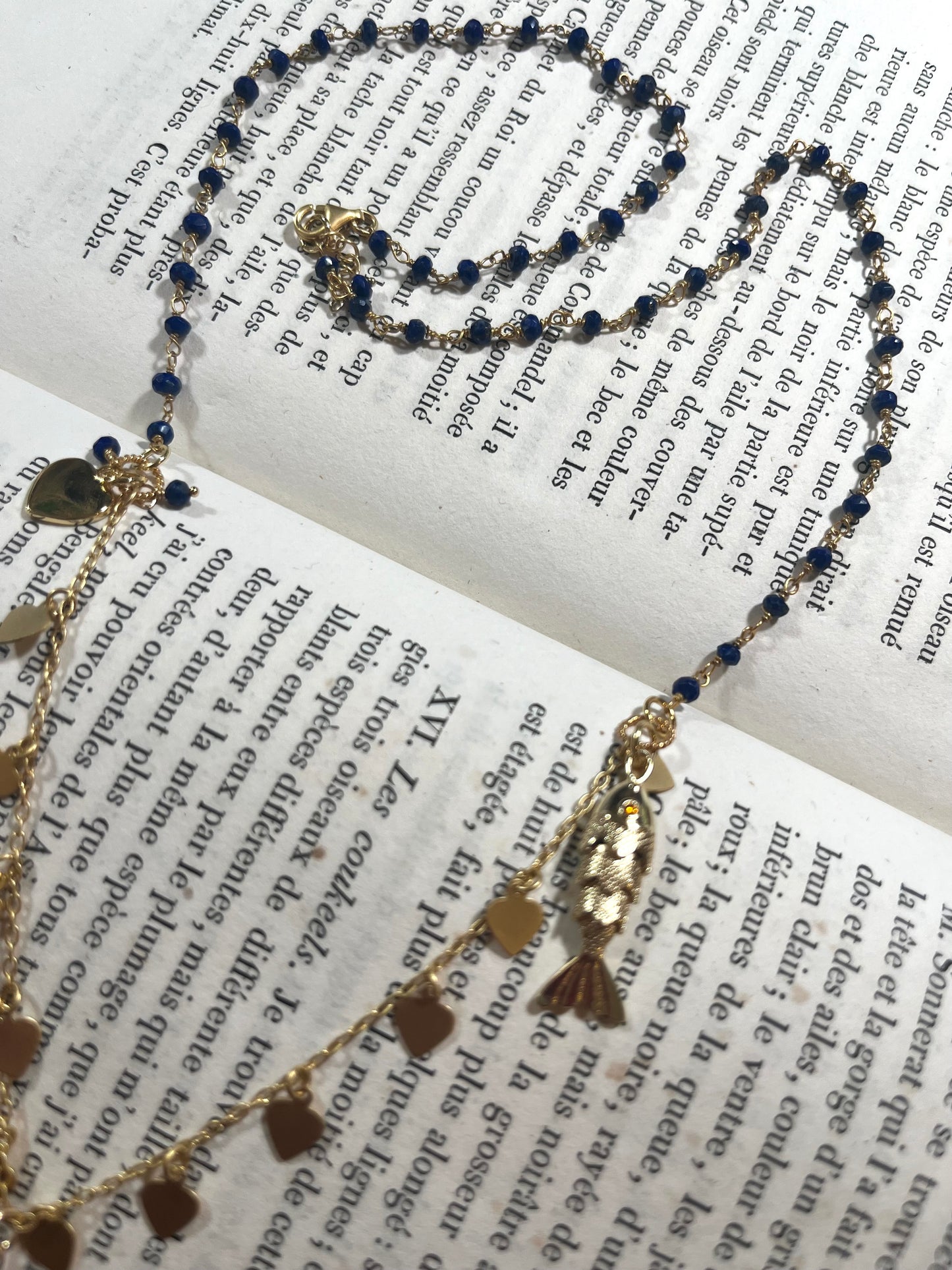 Anchor necklace with Sha Parle pottery charm, lapis, fish charm and 14k gold-filled (Copy)