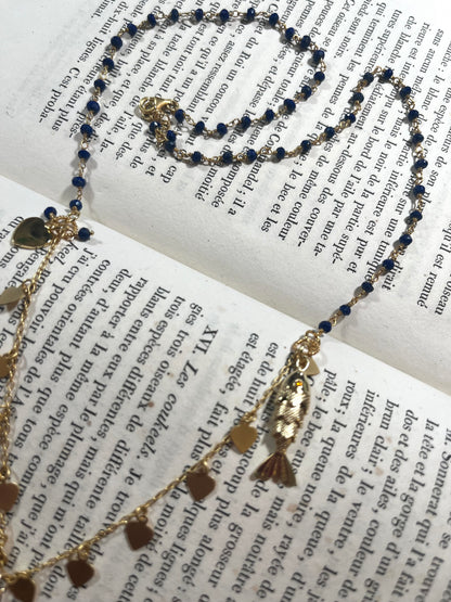 Anchor necklace with Sha Parle pottery charm, lapis, fish charm and 14k gold-filled (Copy)