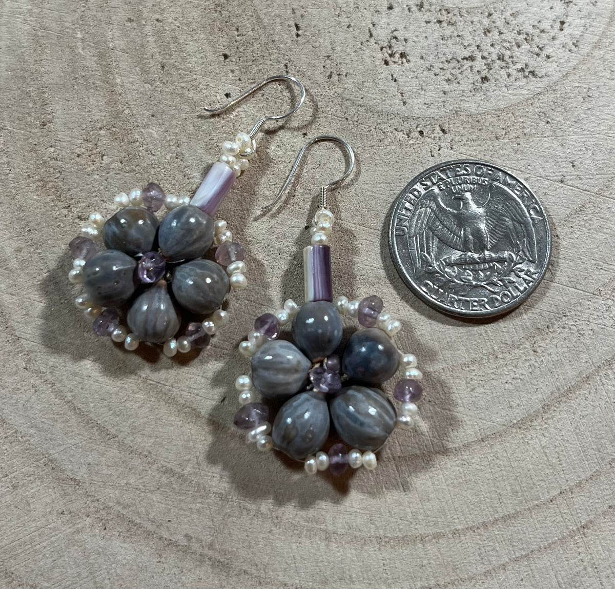 Wampum and Cornbead Earrings