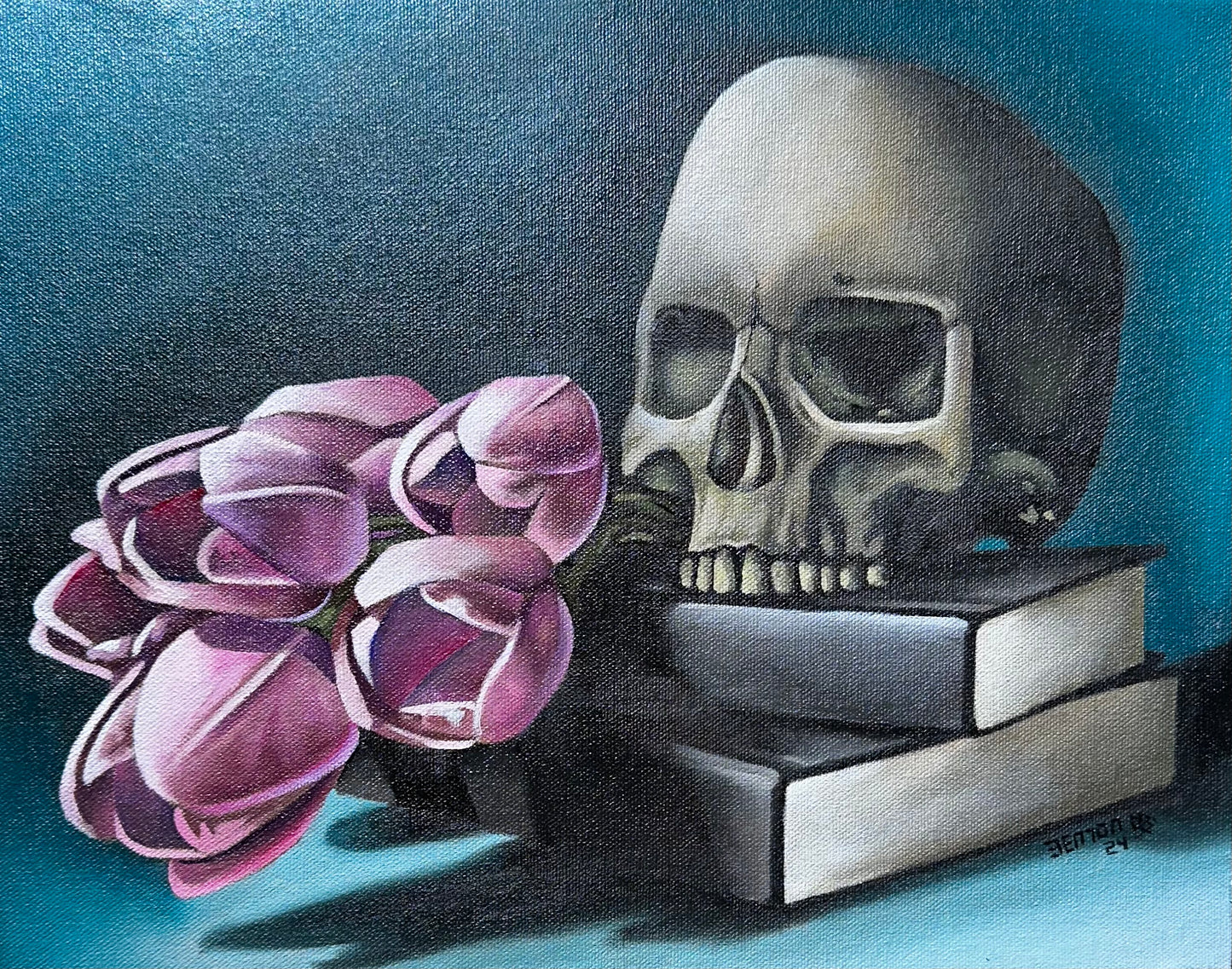 We Take Only Knowledge with Us (Study) - Original Framed Oil on Board Painting