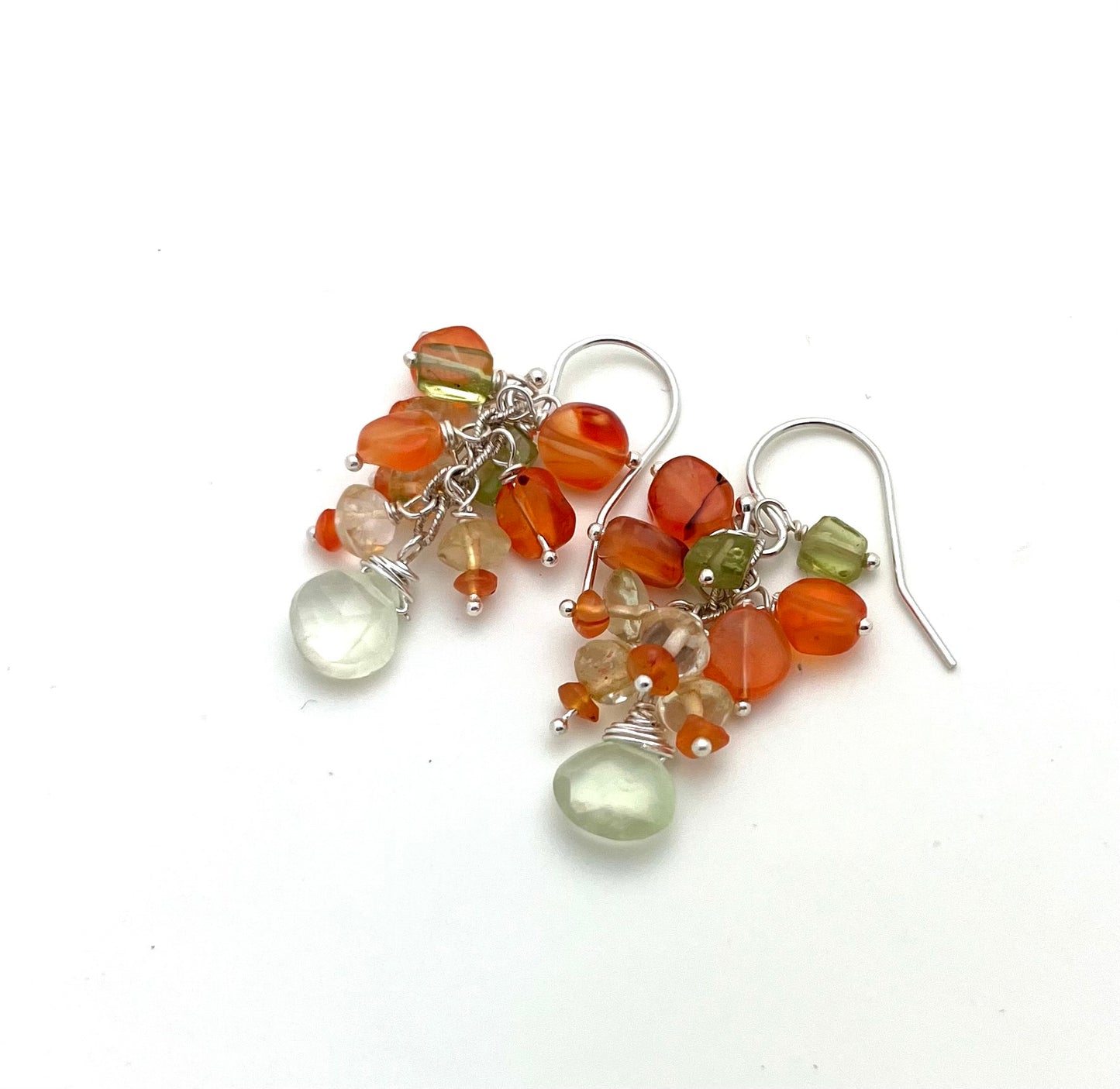 Citrus Gemstone Cluster Earrings with all sterling silver components