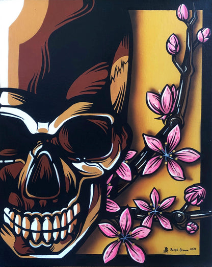 Graphic Cherry Blossom - Original Oil on Canvas Painting