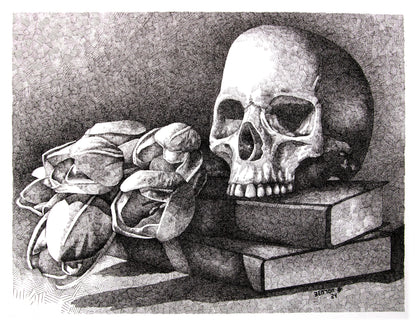 We Take Only Knowledge with Us (Ink Study) - Original Framed Pen & Ink Painting