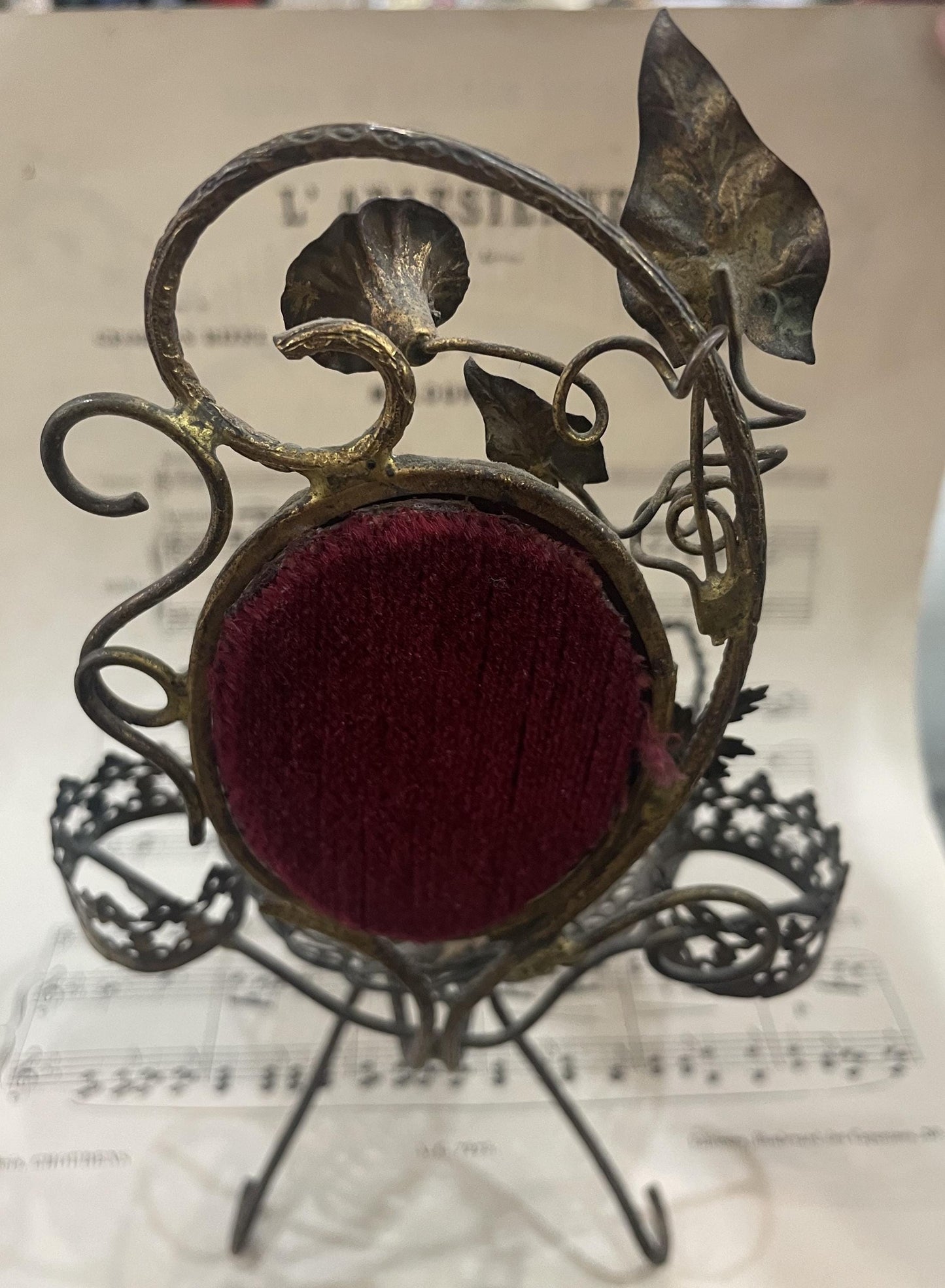 Rare Antique French Pocket Watch Holder Mirror c1880