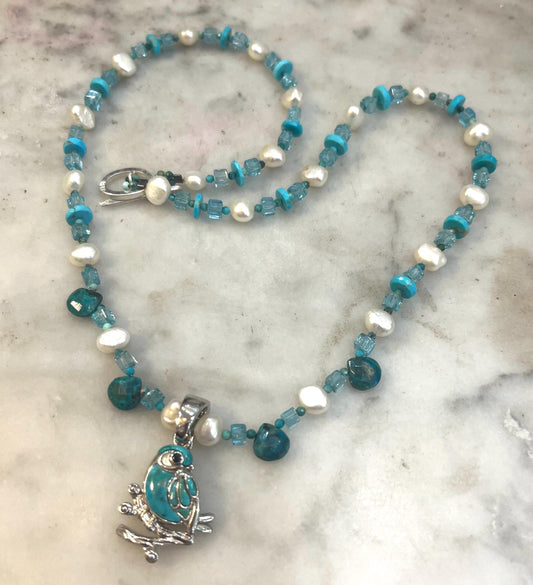 turquoise sterling bluebird of happiness necklace