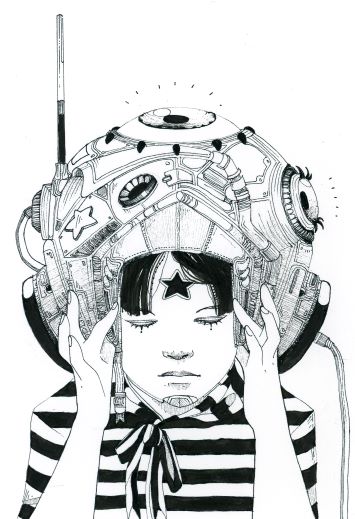 Remote View - Pen and Ink Original Painting by Ellie Hoffman