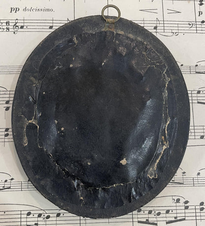 Small Antique French Mourning Hair Art Domed Glass Wooden Frame Flower Crown c1880