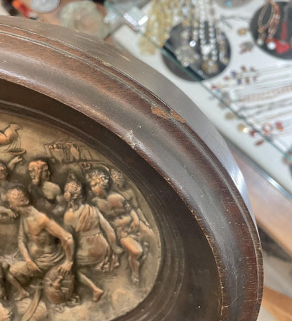 Rare Large Antique Greek Bronze Bas Relief Mythology Pan Angels c1880