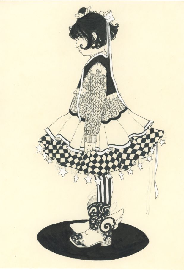 Boots - Pen and Ink Original Painting by Ellie Hoffman